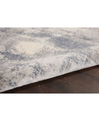 Rustic Textures RUS02 Blue and Ivory 5'3" x 7'3" Area Rug