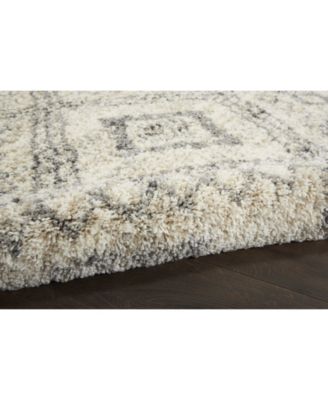 Oslo Shag OSL02 Ivory and Gray 5'3" x 7'9" Area Rug