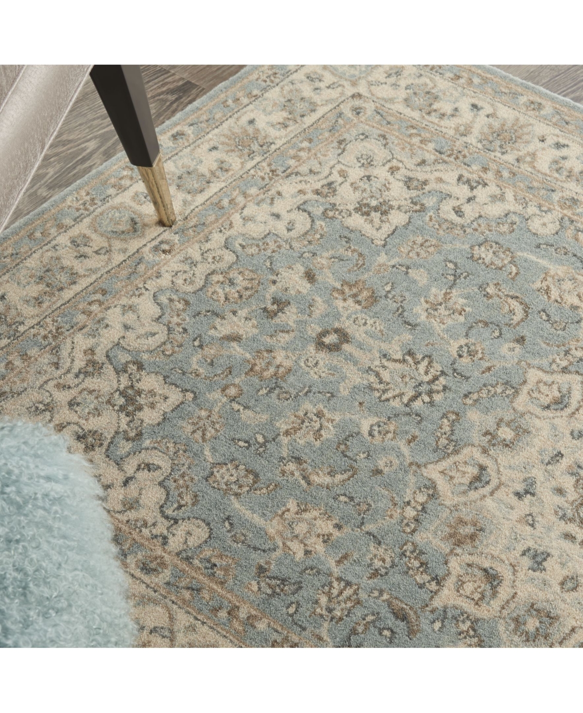 Nourison Home Living Treasures LI15 Aqua and Ivory 3'6" x 5'6" Area Rug
