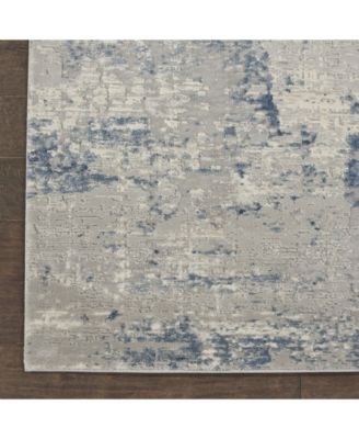Rustic Textures RUS10 Ivory and Blue Rug