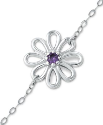 Cubic Zirconia Ankle Bracelet in Sterling Silver (Also in Lab-Created Pink Sapphire), Created for Macy's