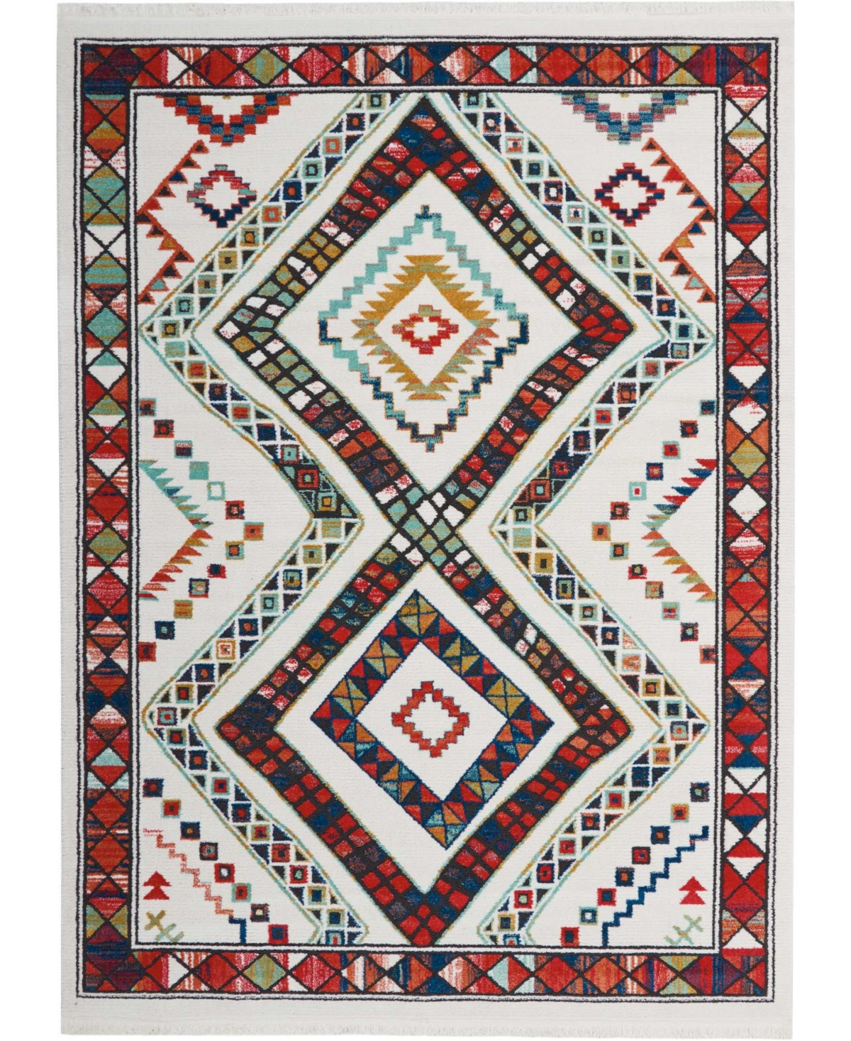 Nourison Home Navajo NAV02 White 7'10in x 10'9in Area Rug - White