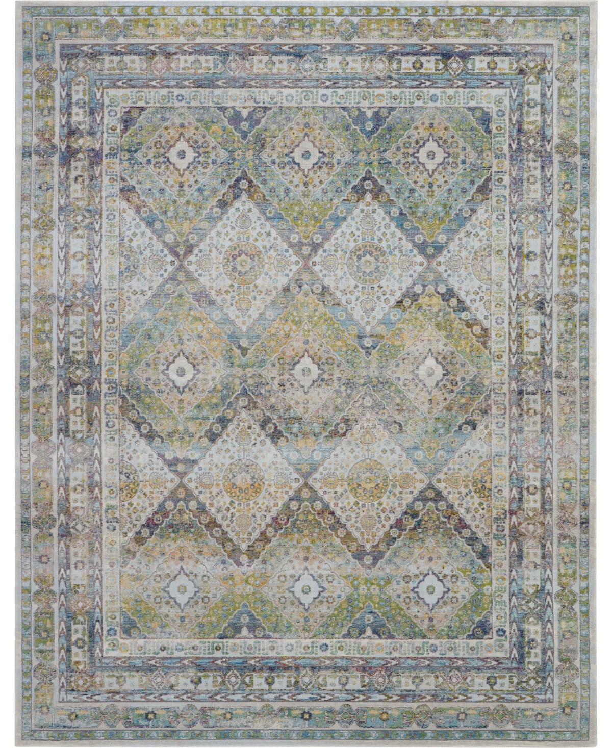 Nourison Home Ankara Global ANR07 Blue and Green 7'10in x 9'10in Area Rug - Blue/ Green