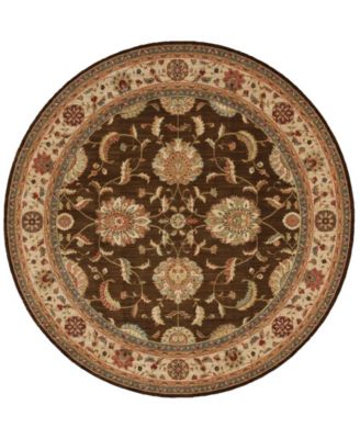 Living Treasures LI04 Brown 7'10" Round Rug