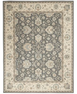 Living Treasures LI16 Gray and Ivory 5'6" x 8'3" Area Rug