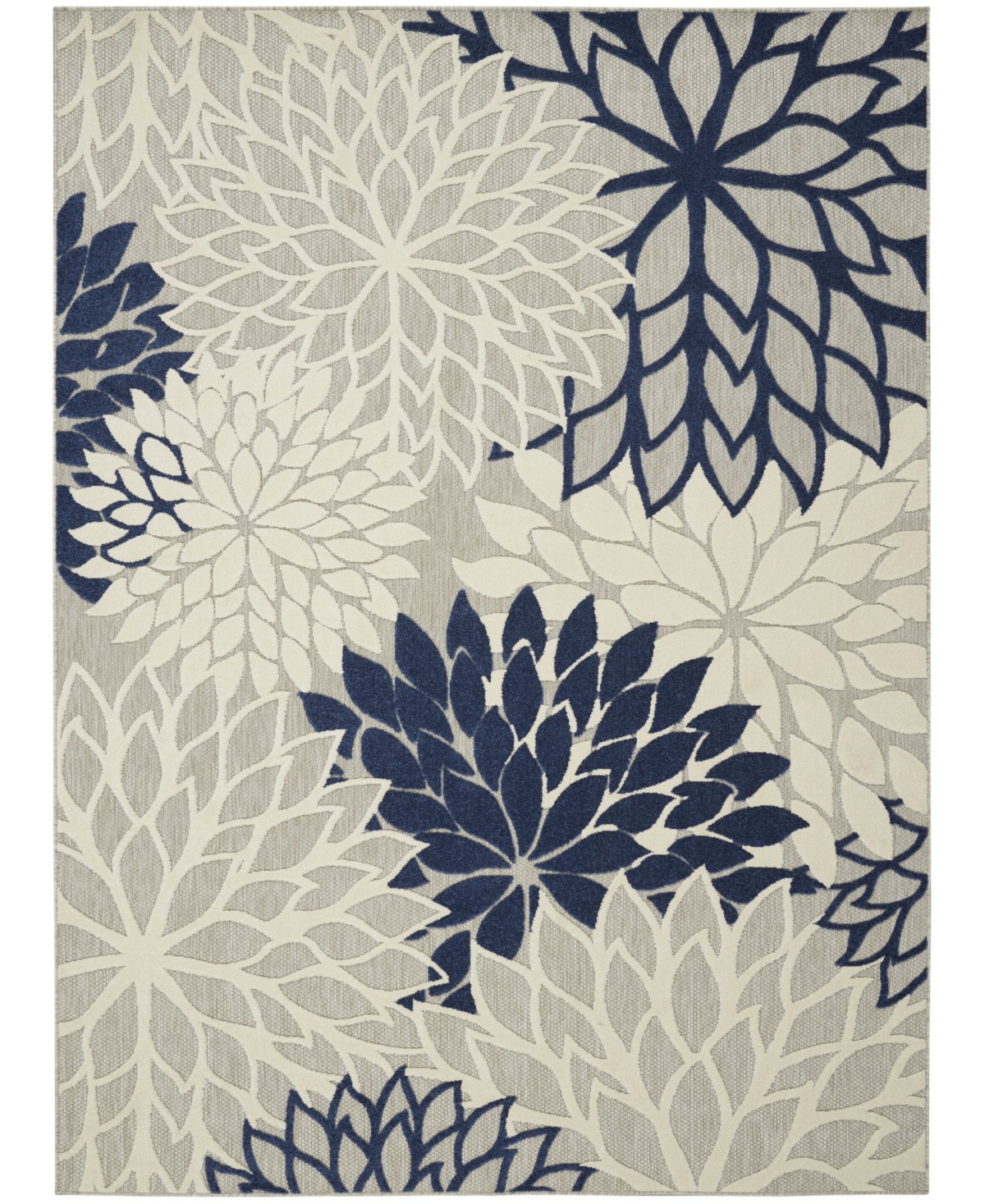 Nourison Aloha Alh05 Ivory And Navy 7'10" X 10'6" Outdoor Area Rug In Ivory/cream