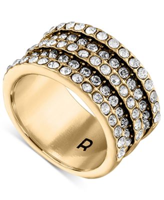 RACHEL Rachel Roy - Gold-Tone Crystal Pav&eacute; Wide Statement Ring