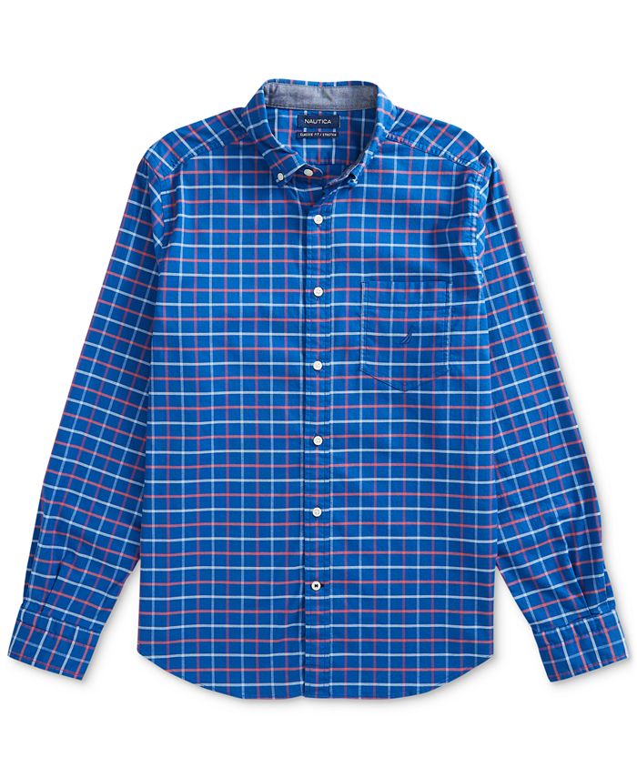 Nautica Camisa Abotonada A Cuadros Pequeños Para Hombre, Marino