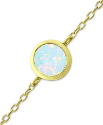 Lab-Grown Opal Ankle Bracelet (Also in Cubic Zirconia), Created for Macy's