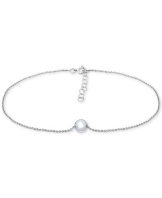 Polished Bead Ankle Bracelet in 18k Gold-Plated Sterling Silver & Sterling Silver