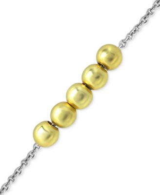 Two-Tone Beaded Ankle Bracelet in Sterling Silver & 18k Gold-Plate, Created for Macy's
