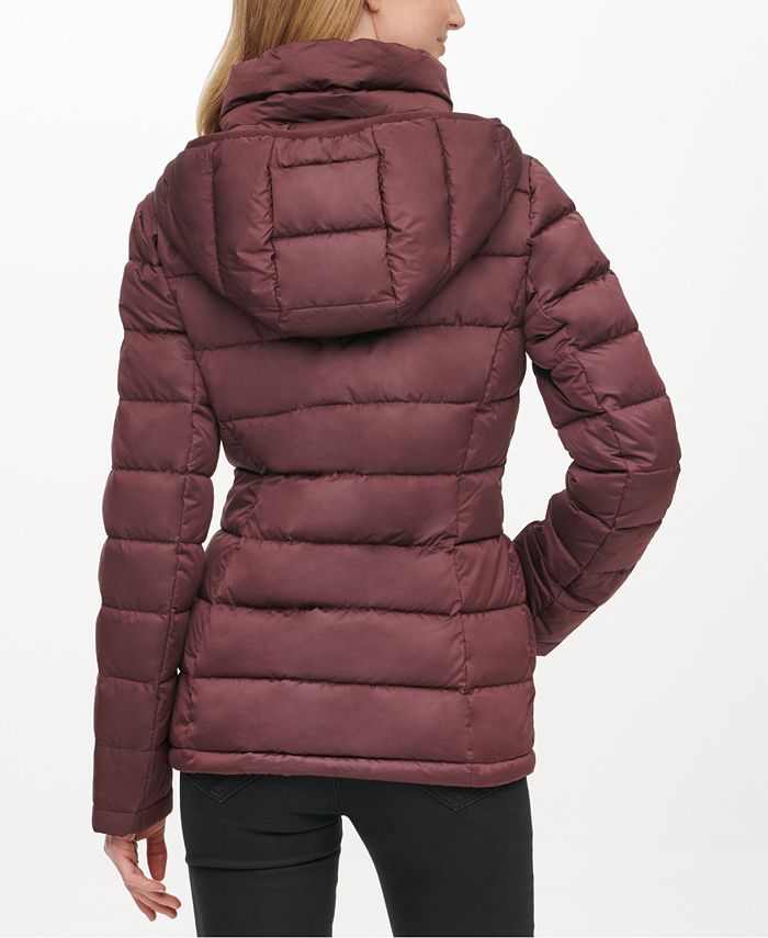DKNY Asymmetrical Hooded Packable Puffer Coat, Created for Macy's ...