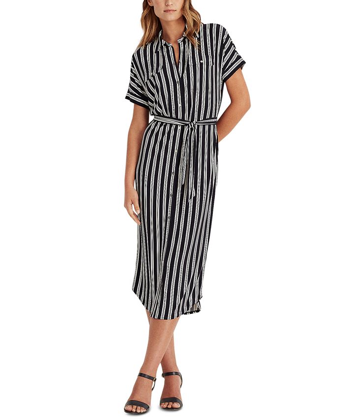 Lauren Ralph Lauren Petite Striped Shirtdress - Macy's