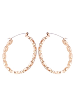 image of T Tahari Essential Crystal Link Hoop Earring