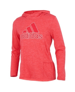 image of adidas Little Girls Long Sleeve Aeroready Melange Hooded Tee