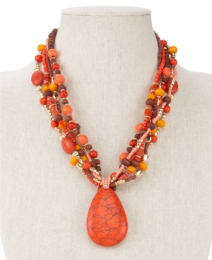 image of Style & Co Gold-Tone Stone Beaded Multi-Row 24