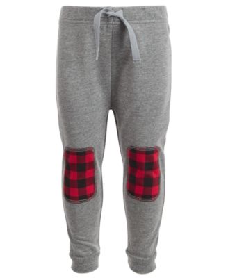First Impressions - Toddler Boys Buffalo Plaid Patch Jogger Pants