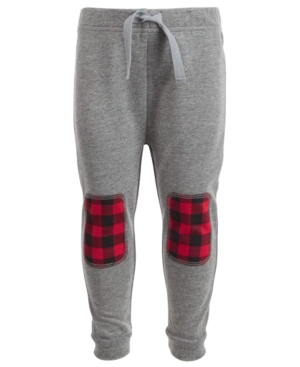 image of First Impressions Baby Boys Buffalo Plaid Patch Jogger Pants, Created for Macy-s