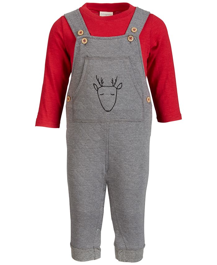 First Impressions Baby Boys Reindeer Overall Set, Created for Macy's