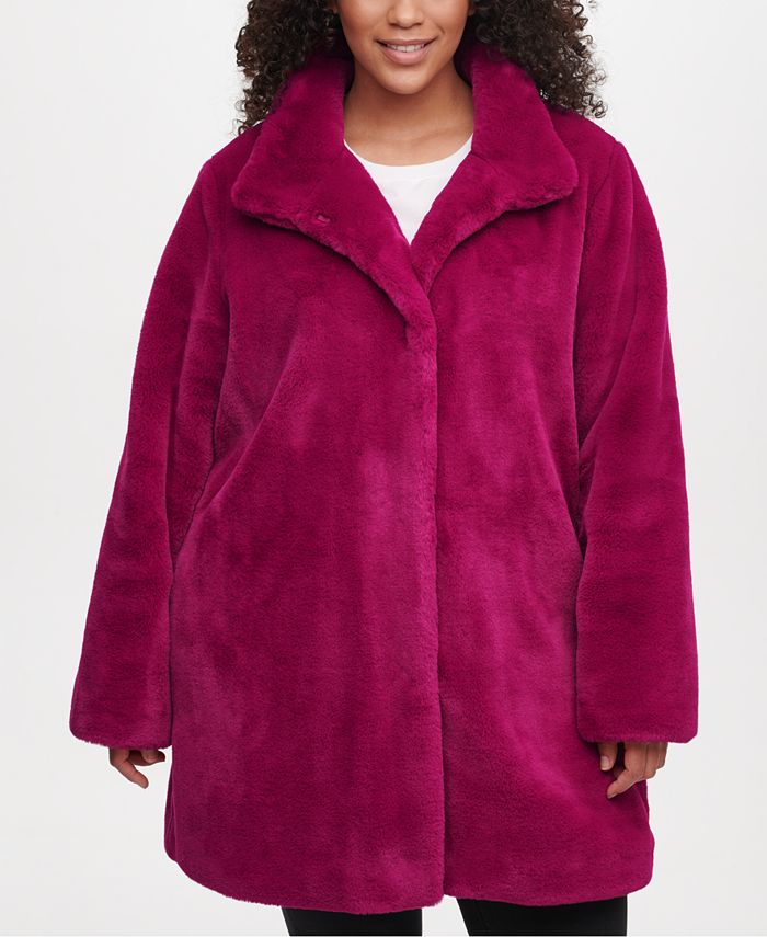Calvin Klein Women's Plus Size Faux-Fur Coat - Macy's