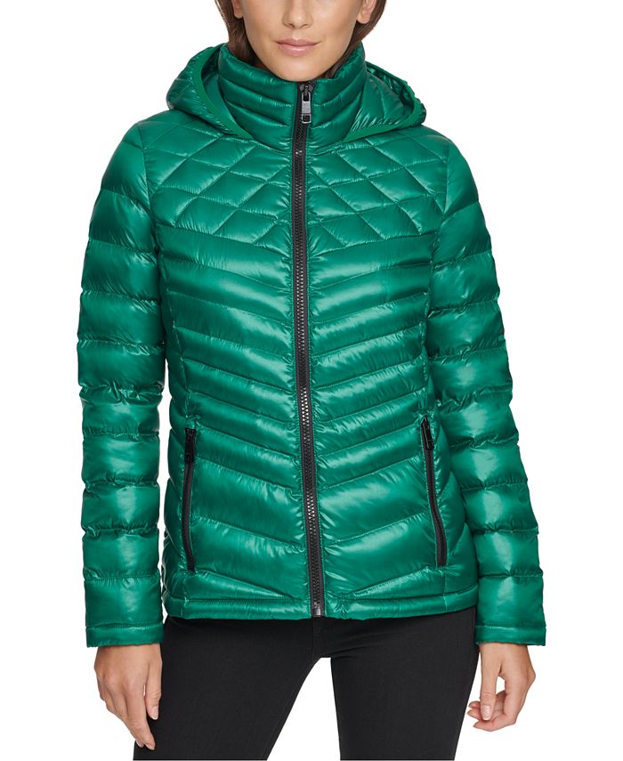 Calvin Klein Shine Hooded Packable Down Puffer Coat, Created for Macy's ...