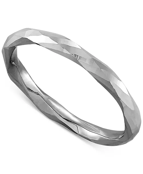 Polished Twist-Look Band in 10k White Gold