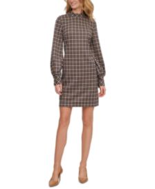 Plaid Mock-Neck Sheath Dress