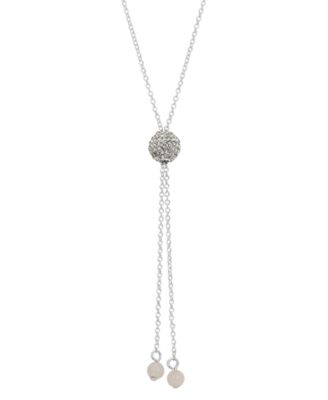 Unwritten - Rose Quartz Crystal Fireball 30" Lariat Necklace in Fine Silver-Plate