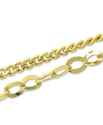 Double Chain Link Ankle Bracelet in Sterling Silver and 18k Over Silver, Created for Macy's