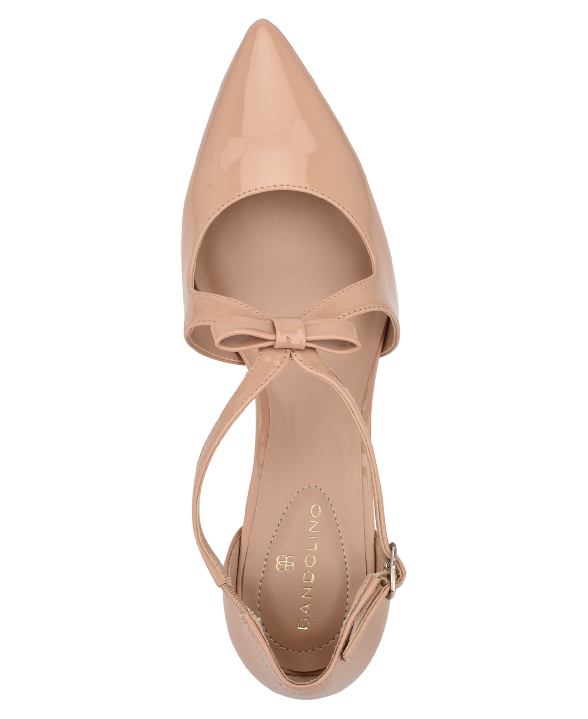 Shop Bandolino Women's Zeffer Strappy Bow Kitten Heel Pumps In Nude Patent