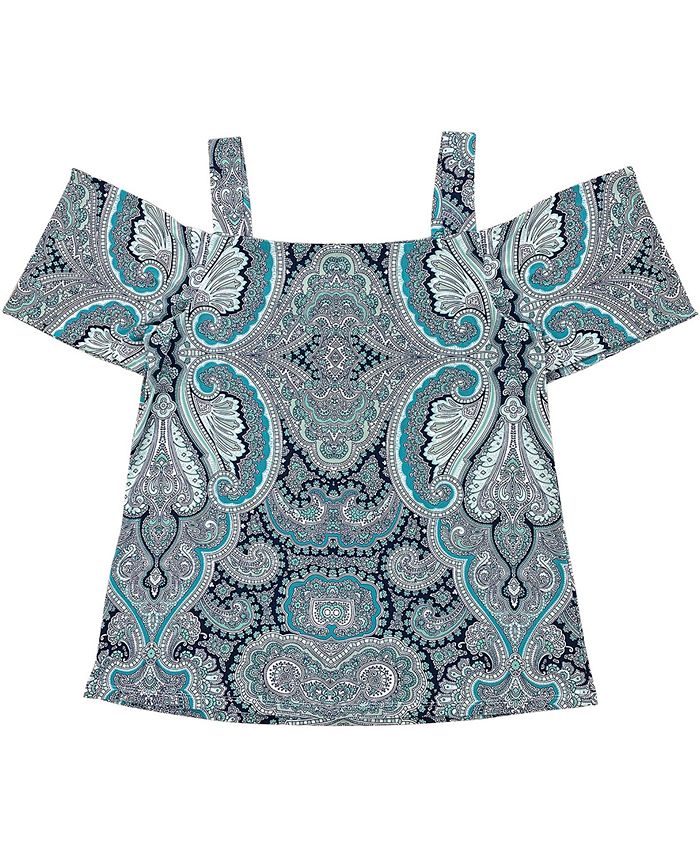 INC International Concepts INC Printed Cold-Shoulder Top, Created for 