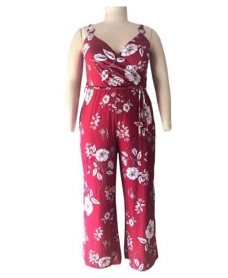 Derek Heart Trendy Plus Size Floral Print Surplice Jumpsuit Macy s