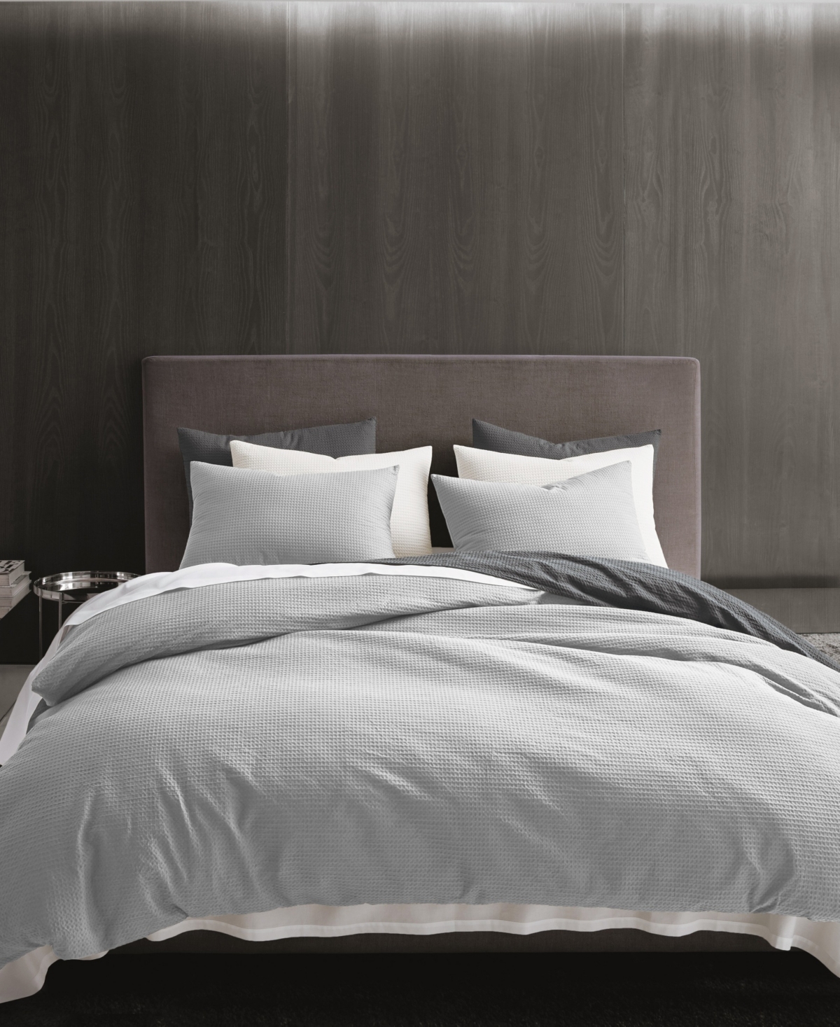 Vera Wang Waffle Pique Cotton 3 Piece Comforter Set, King In White