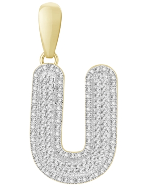 image of Men-s Diamond (3/8 ct.t.w.) Initial Pendant in 10K Yellow Gold
