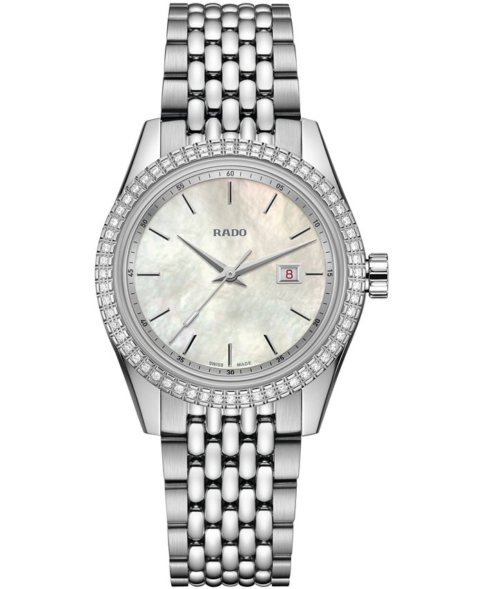 Rado - Women's Swiss HyperChrome Classic Diamond (1/3 ct. t.w.) Stainless Steel & Leather Watch Set 35mm