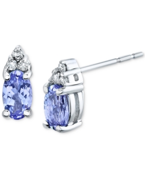 image of Tanzanite (5/8 ct. t.w.) & Diamond (1/20 ct. t.w.) Stud Earrings in 14k White Gold
