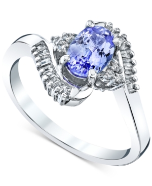image of Tanzanite (1 ct. t.w.) & Diamond (1/5 ct. t.w.) Ring in 10k White Gold