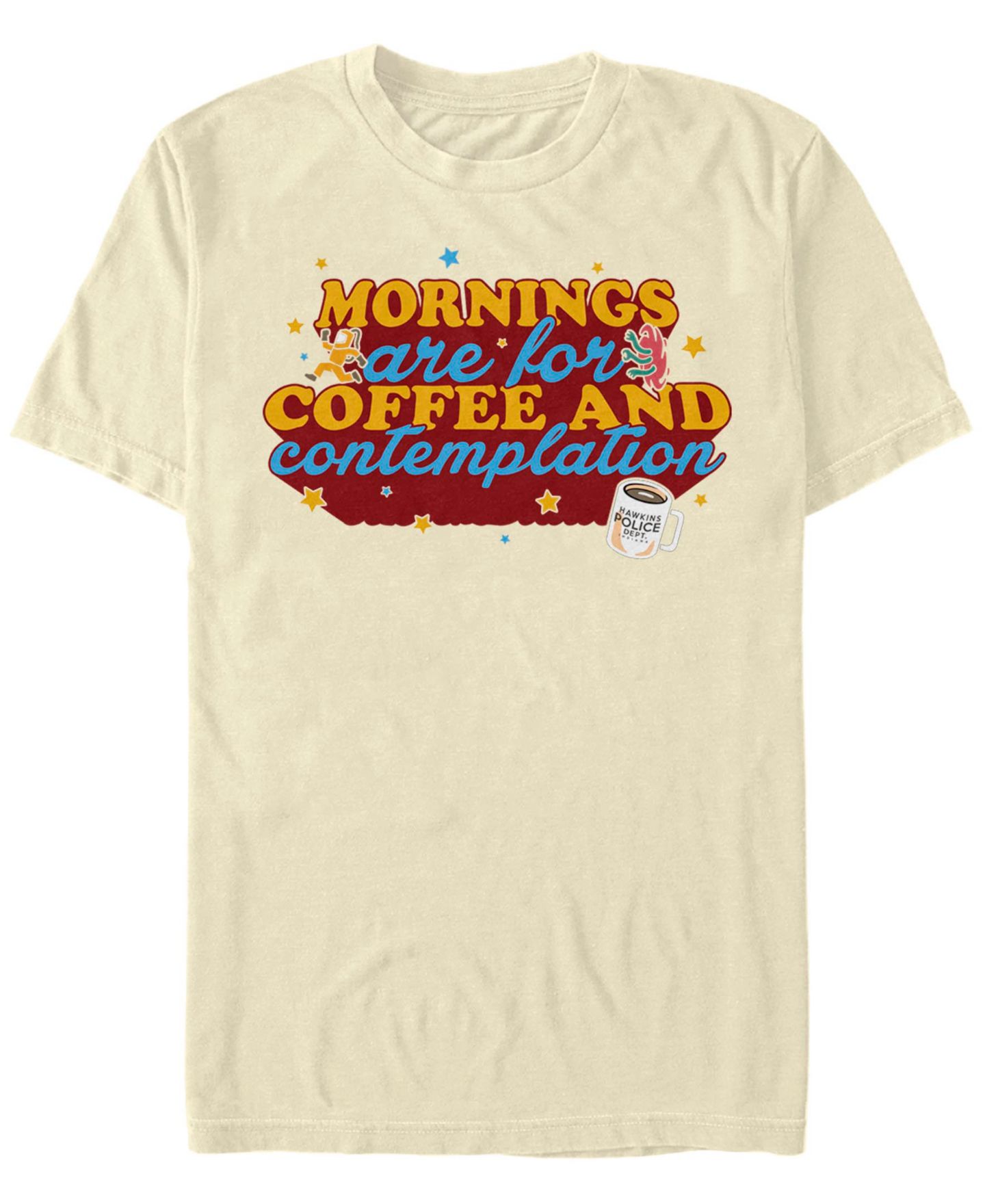 Мужская футболка Fifth Sun Stranger Things Coffee and Contemplation Typographic Short Sleeve, цвет: Чёрный — фото 3