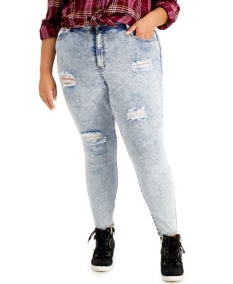 plus size acid wash jeggings