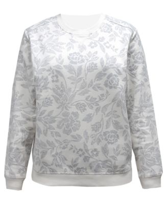 Karen Scott Women's Floral Print Sweatshirt Gray Floral Size X-Small