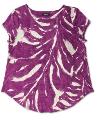 Alfani Women's Plus Printed Mesh Underlay Top Black Size 1X