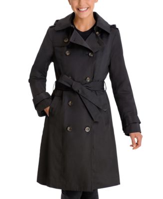 London Fog Double-Breasted Hooded Trench Coat, Created for Macy's - Macy's