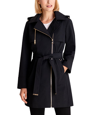 Michael Kors Petite Asymmetrical Hooded Trench Coat, Created for Macy's ...