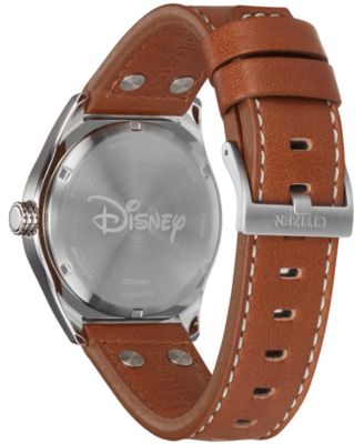 Mickey Aviator Brown Leather Strap Watch 40mm