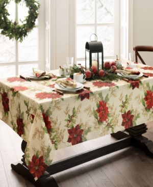 Elrene Festive Poinsettia Holiday Tablecloth