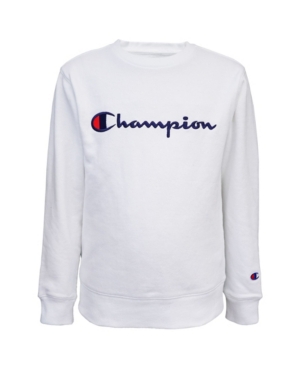 image of Champion Big Boys Embroidered Signature Fleece Crew Sweatshirt