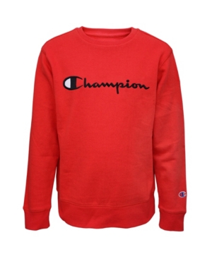 Champion Big Boys Embroidered Signature Fleece Crew Sweatshirt