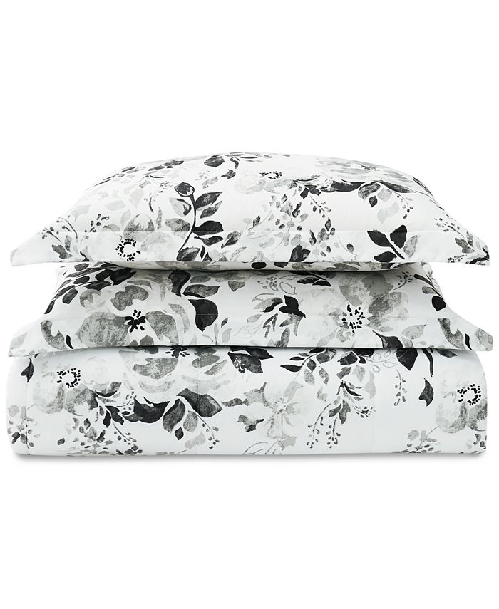 Pem America Black and White 2Pc. FloralPrint Twin Comforter Set, a