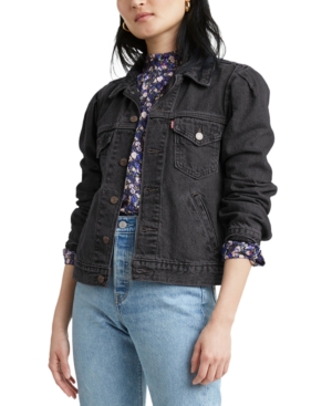 image of Levi-s Cotton Puff-Sleeve Denim Trucker Jacket