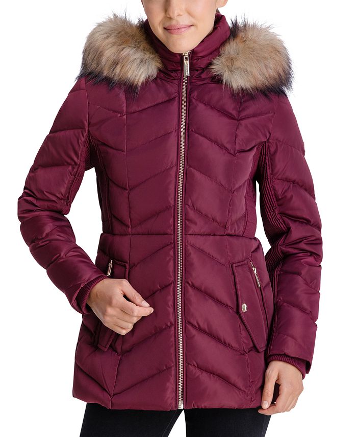 michael kors red puffer coat